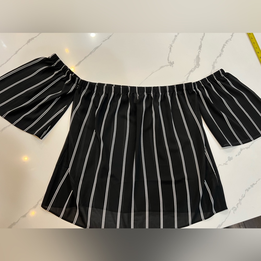 White House Black Market Off-Shoulder Striped Blouse